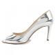 PRADA 38.5 large size Open Toe Pumps silver formal party office bar women shoes