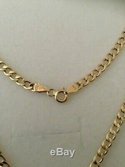 Quality 9ct Gold Curb Chain 18 Inch With T-Bar and Gem Heart Pendant 9 Carat