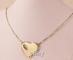 ROBERTO COIN OPEN HEART LOVE 18K YELLOW GOLD with BAR CHAIN NECKLACE PENDANT