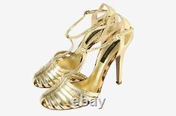 Roberto Cavalli Leather Shoes T-bar Straps Heel Point Toe Pumps Size 37.5