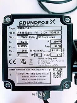 SHOWER PUMP Grundfos STR2-2.0 C Universal 3 Bar Max Ref No 98950218