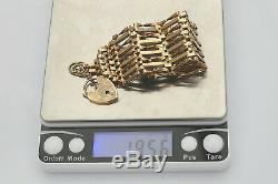 SUPERB QUALITY HM 9ct GOLD 9 BAR GATE BRACELET with HEART LOCK 18.56 g