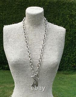 Short 925 Silver Necklace With T Bar Style Clasp & Heart In Heart Detail 15 3/4