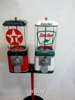 Sinclair + Texaco gasoline double gumball machine gas pump bar game room decor