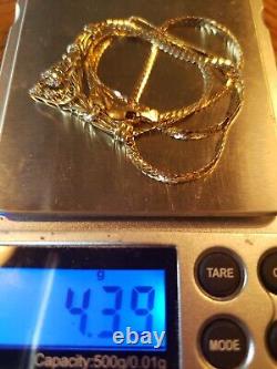 Solid 10K Yellow Gold Heart Diamond Necklace Grams 17 ADL 4.39gr