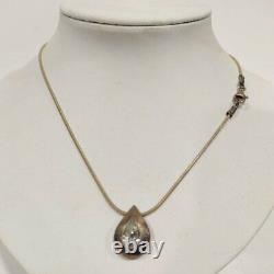 Sterling Silver 800 Antique Necklace Chain With Carved Crystal Stone Pendant 10g