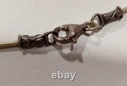 Sterling Silver 800 Antique Necklace Chain With Carved Crystal Stone Pendant 10g
