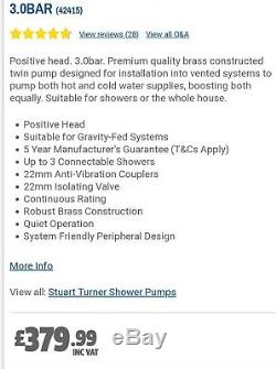 Stuart Turner Monsoon Regenerative Twin Shower Pump 3.0bar