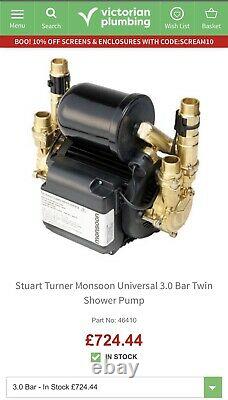 Stuart Turner Monsoon Shower Pump Twin 3bar 40 Litres Per Minute! 46410