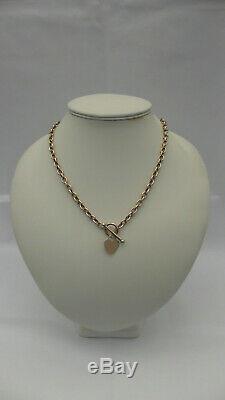 Stunning 9ct Gold Chain With Heart And T Bar, Necklace