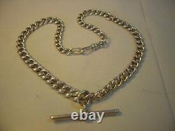Superb Solid Thick Heavy Silver Original Watch Chain &t-bar & Albert Clasp-14.2
