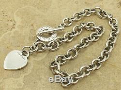 TIFFANY & CO Designer Sterling Silver 925 Heart Tag Heavy Chain T Bar Necklace