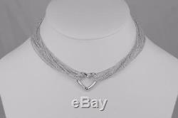 TIFFANY & CO. Multi Chain Mesh Sterling Silver Heart T-Bar Toggle Necklace