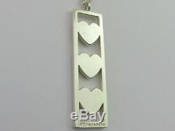 TIFFANY & CO Sterling Silver Triple Heart Bar Pendant Necklace