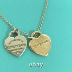 Tiffany & Co New York Double Mini Heart Tag Silver And Metal Rubedo Necklace 16