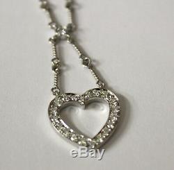 Tiffany & Co. Open Heart Twisted Wire Bar Link Diamond & Platinum Charm & Chain