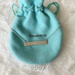 Tiffany & Co. Paloma Picasso Silver Loving Heart Bar Pendant 18 Necklace POUCH
