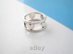 Tiffany & Co RARE Silver Five (5) Hearts Heart Bar Ring Size 5.5