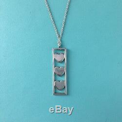 Tiffany & Co Silver Three Triple Heart Bar Pendant 16 Necklace