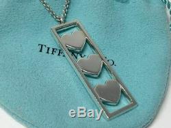 Tiffany & Co. Triple Heart Bar Pendant Necklace Sterling Silver 925 Auth
