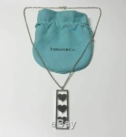 Tiffany & Co. Triple Heart Bar Pendant Necklace Sterling Silver 925 Auth