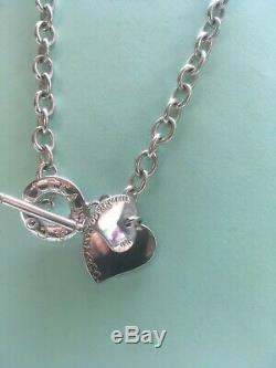 Tiffany Silver Necklace 6 Silver Baubles, Double Heart, Bar and Ring Fastener