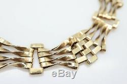 Vintage 9Ct Gold 7'' Four Bar Gate Bracelet With Heart Padlock, 5g
