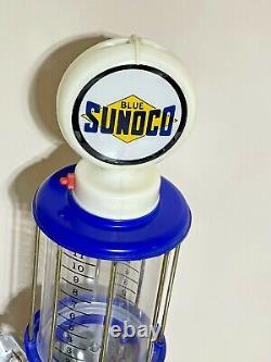 Vintage Blue Sunoco Gas Pump Bar Drink Dispenser Lamp RARE Advertising