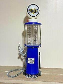 Vintage Blue Sunoco Gas Pump Bar Drink Dispenser Lamp RARE Advertising