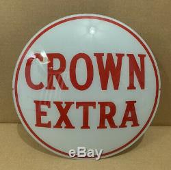 Vintage Crown Extra Gas Pump Globe Lens Glass Top Sign Garage Decor Oil Bar Pub