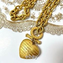 Vintage Givenchy Heart Logo Necklace Toggle T-bar Logo Puffy Chain Used