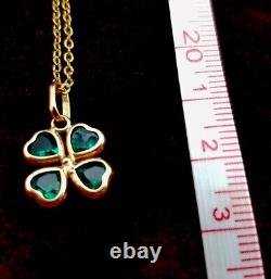 Vintage Gold Forzentina Necklace with Emerald Gem Pendant Italy 585 / 14k Gold