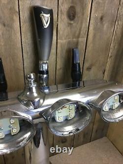 Vintage LED 4 Font T bar beer pump with Guinness, John Smiths MANCAVE HOME BAR