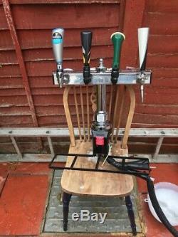 Vintage Pub 4 Way t bar beer pump. With Carling, John Smith, Strongbow Guinness