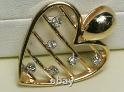 Vintage Unique 10K Gold Diamond GTR J. M. Fox Co. Horizontal Bars Heart Pendant