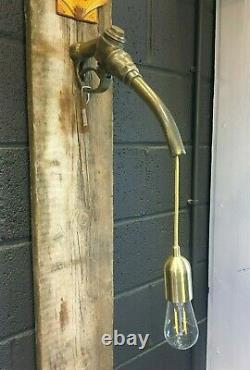 Vintage petrol gas pump brass metal hanging wall light garage shop bar display