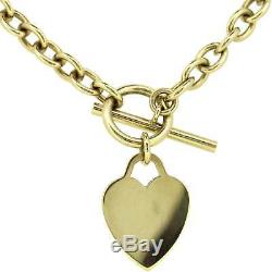 Womens Hallmarked 9ct Yellow Gold T-Bar Heart 16 Belcher Chain 47.12g