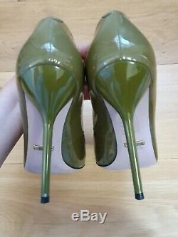 Worn Only Few Times Gucci Beverly T-bar Pumps Shoes Size 37 Olive Green